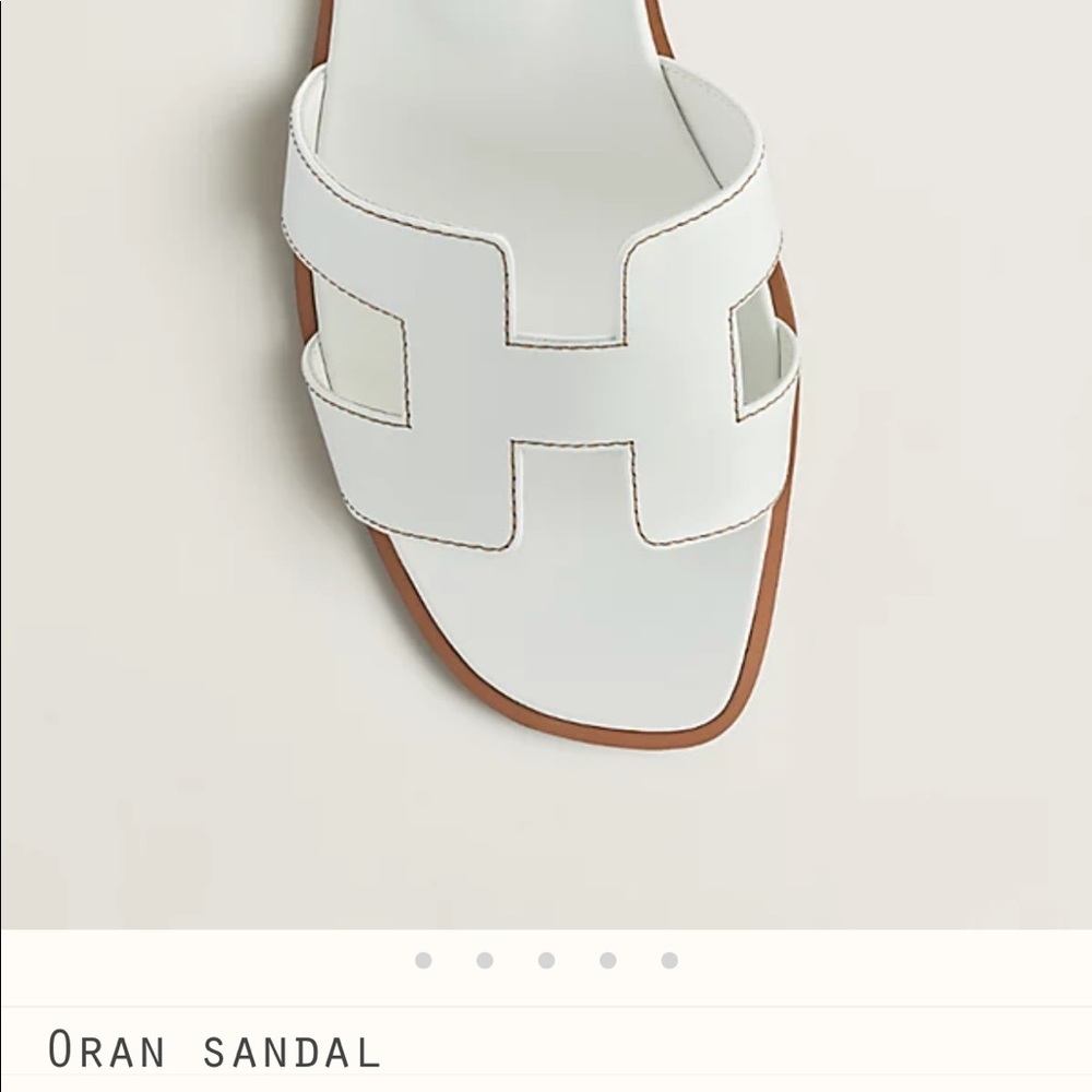 Hermes Oran Sandals White 37.5